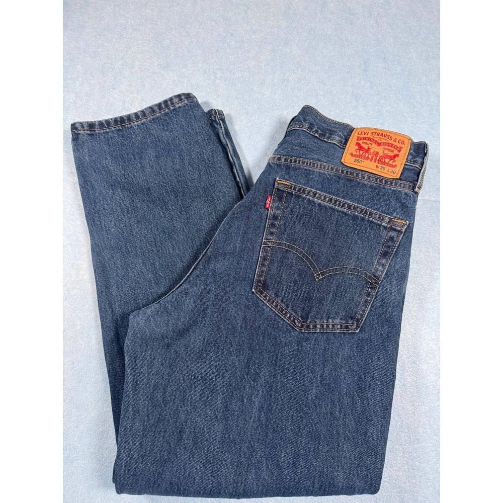 Levis 550 Mens 36x30 Relaxed Fit Leg Blue Denim Jeans Workwear